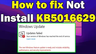 How to fix KB5016629 fails to install in Windows 11 (not install)