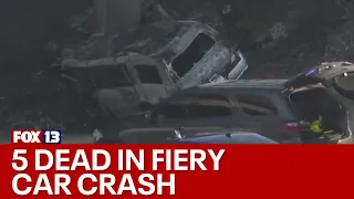 5 people killed in fiery car crash in Pierce County, Washington