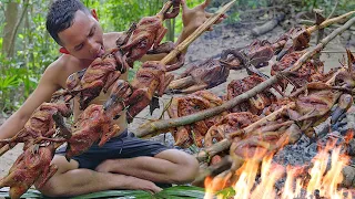 Wow! Grilled 10 Wild Duck n BBQ w/ Sauce Eating Delicious in Forest