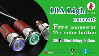 10a push button reset switch | tri color RGB | Free button connector