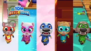 Talking Tom Hero Dash All Characters Failed From Sliding Walls - New Update - Funny Fails - Gameplay