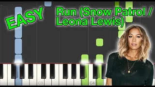 Run (Snow Patrol / Leona Lewis) EASY Piano Keyboard Tutorial (Synthesia)