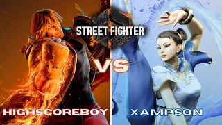 HighScoreBoy (Ken) vs Xampson (Chun-Li) Ranked Match Set. (Street Fighter 6 Closed Beta)