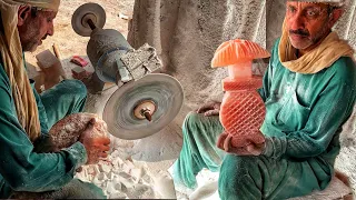 Watch skilled Artisan Carving a Coffee Table Lamp From Himalayan Salt Stone || Air Purification Lamp