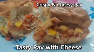 Cheesy and Crispy Pav/ No Oven in Kadai/ Easy Recipe @dhiskitchen