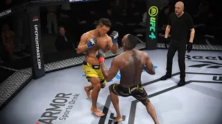 Israel Adesanya vs Vitor Belfort Brutal Flying Knee Knockout | EA Sports UFC 4