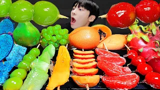 ASMR MUKBANG | Rainbow Desserts! RAINBOW DESSERT Fruit Tanghulu EATING RECIPE !!