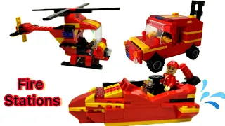 Lego City Fire Rescue Helicopter and Fire Boat and Fire car build