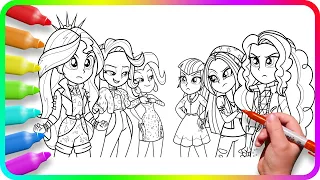 Coloring Pages EQUESTRIA GIRLS - Sunset Shimmer. How to draw My Little Pony. Easy Drawing Tutorial