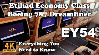 Etihad Economy Class Boeing 787 Dreamliner Vienna -  Abu Dhabi EY 54 in 4K