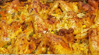 OVEN-BAKED CHICKEN WINGS & RICE