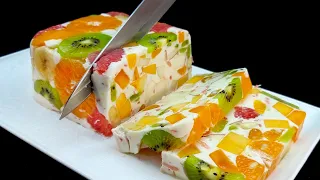 Only milk and fruit! Delicious and healthy dessert without gelatin and bake in 5 minutes