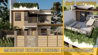 Modern House Design (8x9 meters on 120sqm lot) with Roof Deck