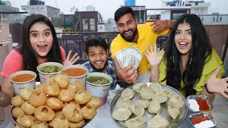 Girls vs Boys Golgappa (Pani Puri ) and Momos Eating Challenge | Golgappa and Momos Competition