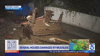 Multiple houses damaged by powerful mudslide in Beverly Glen 