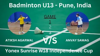 M129- Under 13 Badminton - Quarter Final - Game 1 | Yonex Sunrise W18 Independence Cup | Pune, India