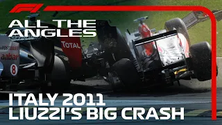 Vitantonio Liuizzi's Huge Crash - All The Angles | 2011 Italian Grand Prix