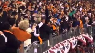 Steve Perry leading the crowd  during "Don't Stop Believin'" - Giants game - Candlestick Park