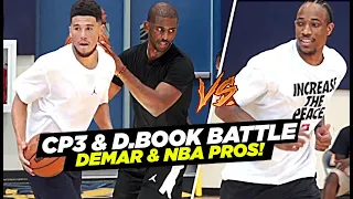 Chris Paul & Devin Booker GO AT IT vs DeMar DeRozan & NBA Pros at CP3 Elite Guard Camp!