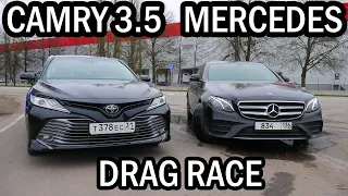 КАМРИ 3.5 ПРОТИВ ТУРБО МЕРСА и ЯГУАРА! CAMRY 3.5 70 vs MERCEDES E200 Stage 1 vs JAGUAR XF 2.0T.