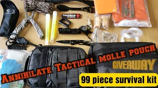 Annihilate EDC tactical molle pouch & Touroam survival kit review | 99 piece survival kit