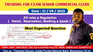 Trending For Exam Senior Commercial Clerk !! All rules & regulations (percel, reservation, booking