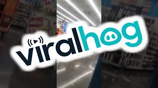 Large Hail Breaks Through Walmart Skylights in Oklahoma || ViralHog