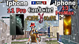 iphone 11pro 60fps Vs iphone 13promax 90fps PUBG COMPARISON🔥|| TDM M416 ONLY | Who will Win?