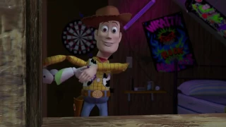 Toy story Woody fails to escape Sids house