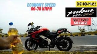 MILEAGE TEST | Economy speed | 60-70 kmph | Bajaj Pulsar RS 200 | 2023 |  Bs6 Phase2 | Best mileage?