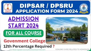 Dipsar Application form 2024 Out || Eligibility,Fees, Admission Process,Last Date #dipsar #dpsru
