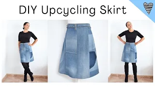 Thrift flip! From jeans to denim skirt | Make your own pattern!