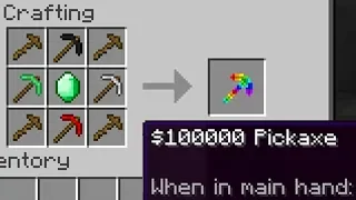 HOW TO CRAFT A $100,000 RAINBOW PICKAXE IN MINECRAFT (Overpowered Crafting Recipe)