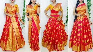 Banarasi Silk Saree Draping in 5 Styles/Saree Wearing Styles to look elegant/Silk saree draping idea