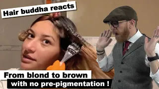 Going from blond to brown - Hair Buddha Reacts #hair #beauty