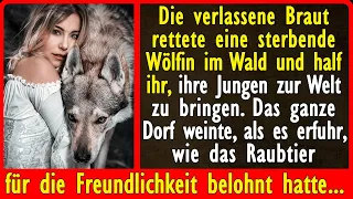 Die verlassene Braut rettete eine sterbende Wölfin im Wald und...