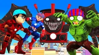 Super hero Nick Ironman Protect City Vs CHOO-CHOO CHARLES Monster - Scary Teacher 3D Hero Animation