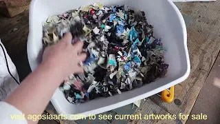 Making Scrap Fabric Stuffing in the Agosia Arts Studio