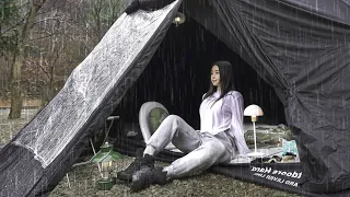 [SUB] Rain camping vlog. Tent with big windows. Korean girl camping. ASMR.