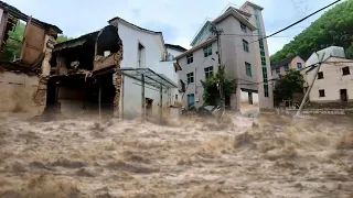 River overflowing, China villages under water! Flash flood in Fuyang area