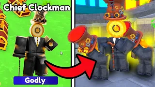 99.9% LUCK 😱 Got New Godly Chief Clockman 😎 - Roblox Toilet Tower Defense