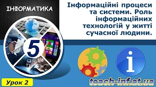 5 клас. Урок 2. Інформаційні процеси та системи