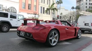 LOUD Straight Piped Porsche Carrera GT wakes up Beverly Hills!!