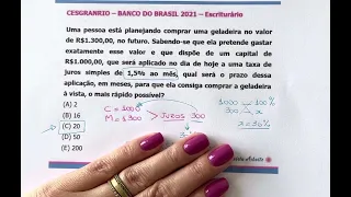 CESGRANRIO - Juros simples - Banco do Brasil 2021
