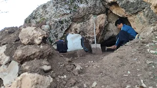 Engineering construction in the heart of nature and cave. Building an amazing hut in the cave.