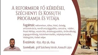 55. Reformkor - Széchenyi István és Kossuth Lajos reformprogramja (Közép szint)