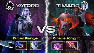 YATORO and his DROW RANGER face off against TIMADO's MIGHTY CHAOS KNIGHT | Highlights