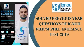 Solved Previous Year Questions Of IGNOU PhD/M.Phil. Entrance Test 2019 I Gaurav Soin