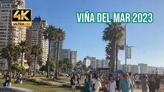 【4K】NEW 2023 Viña del Mar Main Beach Walking Tour / Relaxing Walk