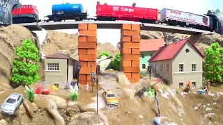 Train Crash After Bridge Collapse - Diorama Dam Breach